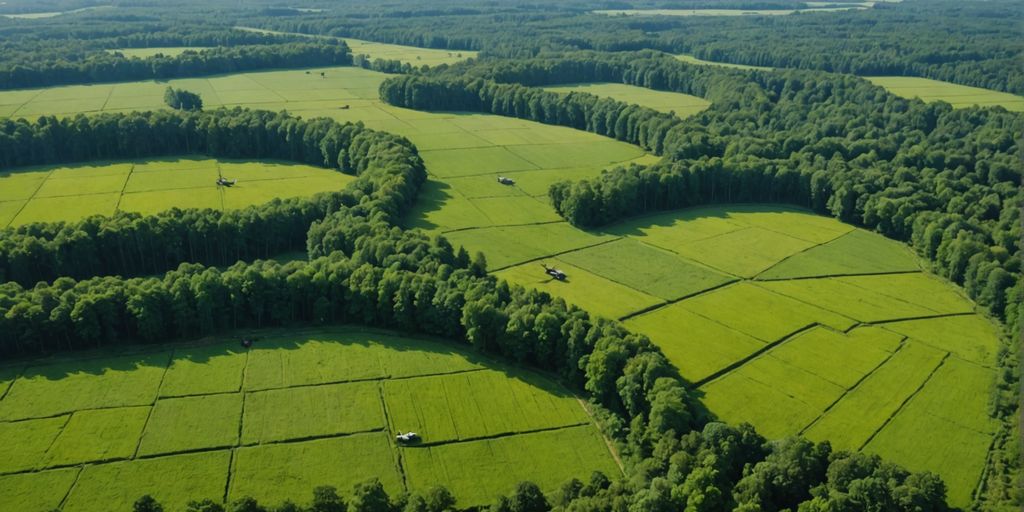 Campos, bosques y sitio de operación oculto